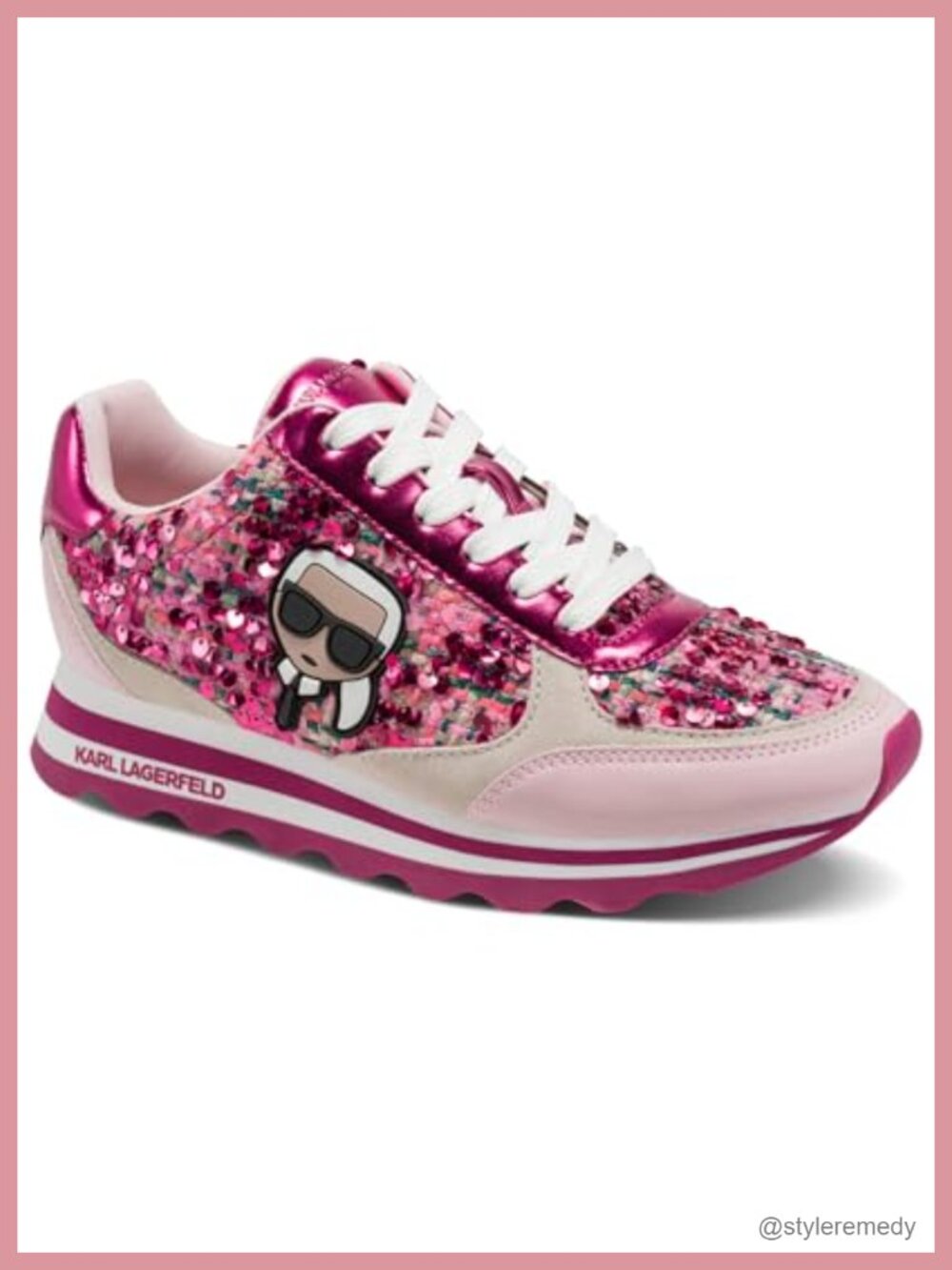 Lace Up Sneakers with Karl Head Design Platform Sole